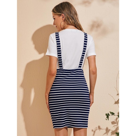 Maternity Striped Overall Dress - Picture 3 of 4